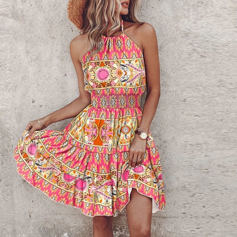 Women's Summer Boho Mini Dress Sleeveless