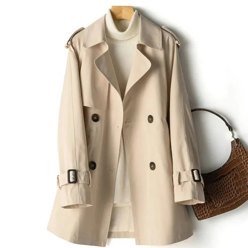 Women's trench coat with double button placket