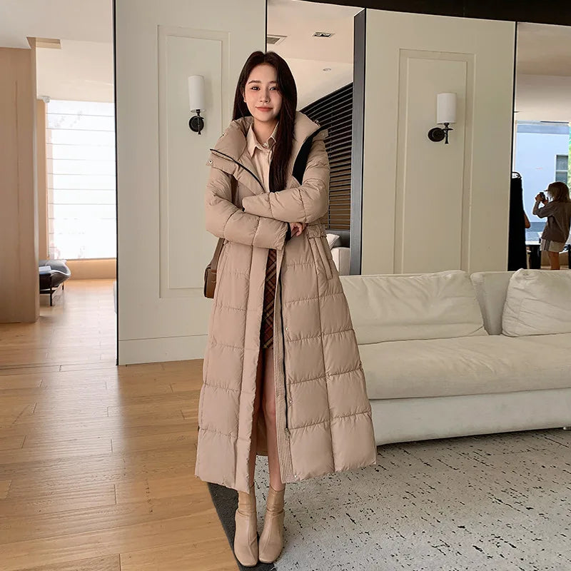 Women's winter down jacket with hood