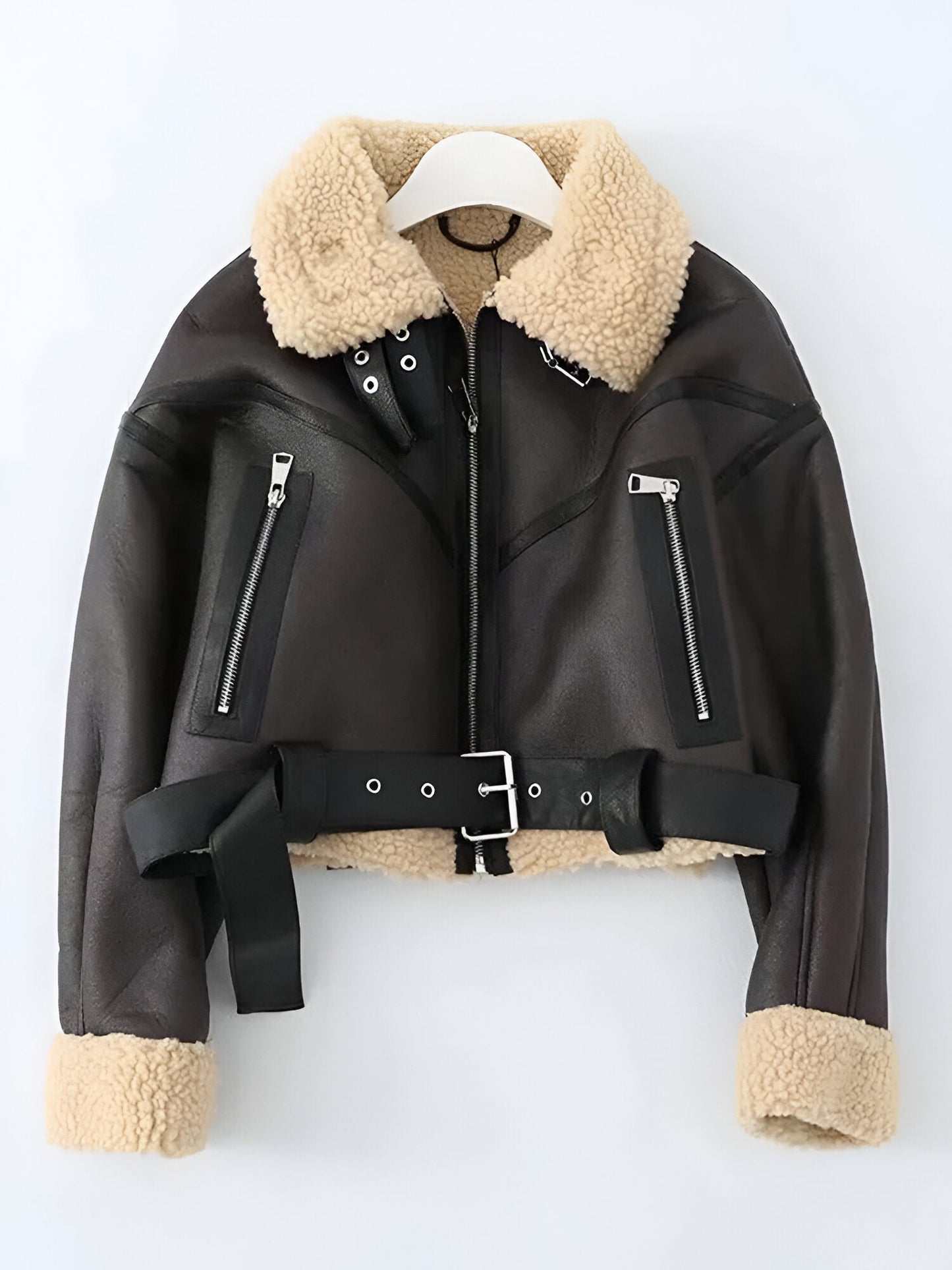 Women's winter jacket made of faux leather