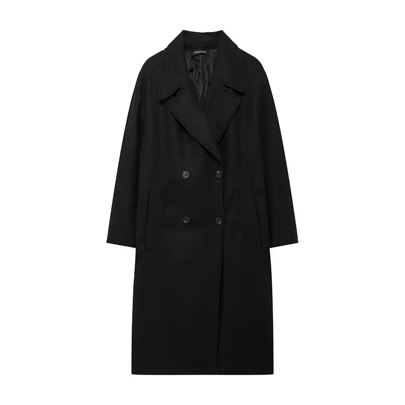 Women's winter coat with lapel and double-breasted design