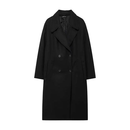 Women's winter coat with lapel and double-breasted design