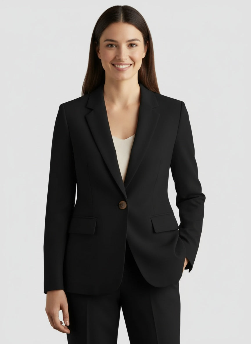 Women's blazer with one-button closure
