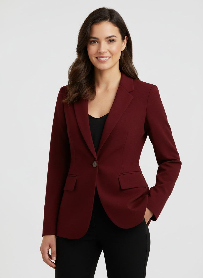 Women's blazer with one-button closure