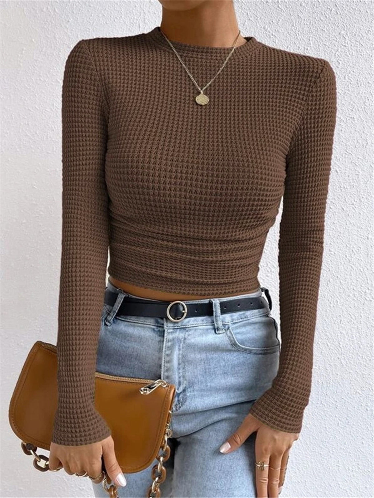 Women's Slim Fit Waffle Sweater