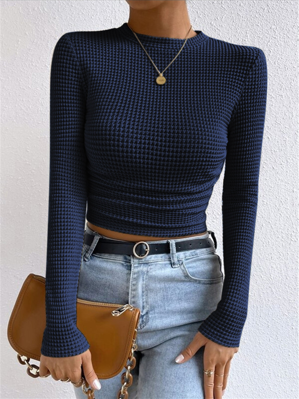 Women's Slim Fit Waffle Sweater