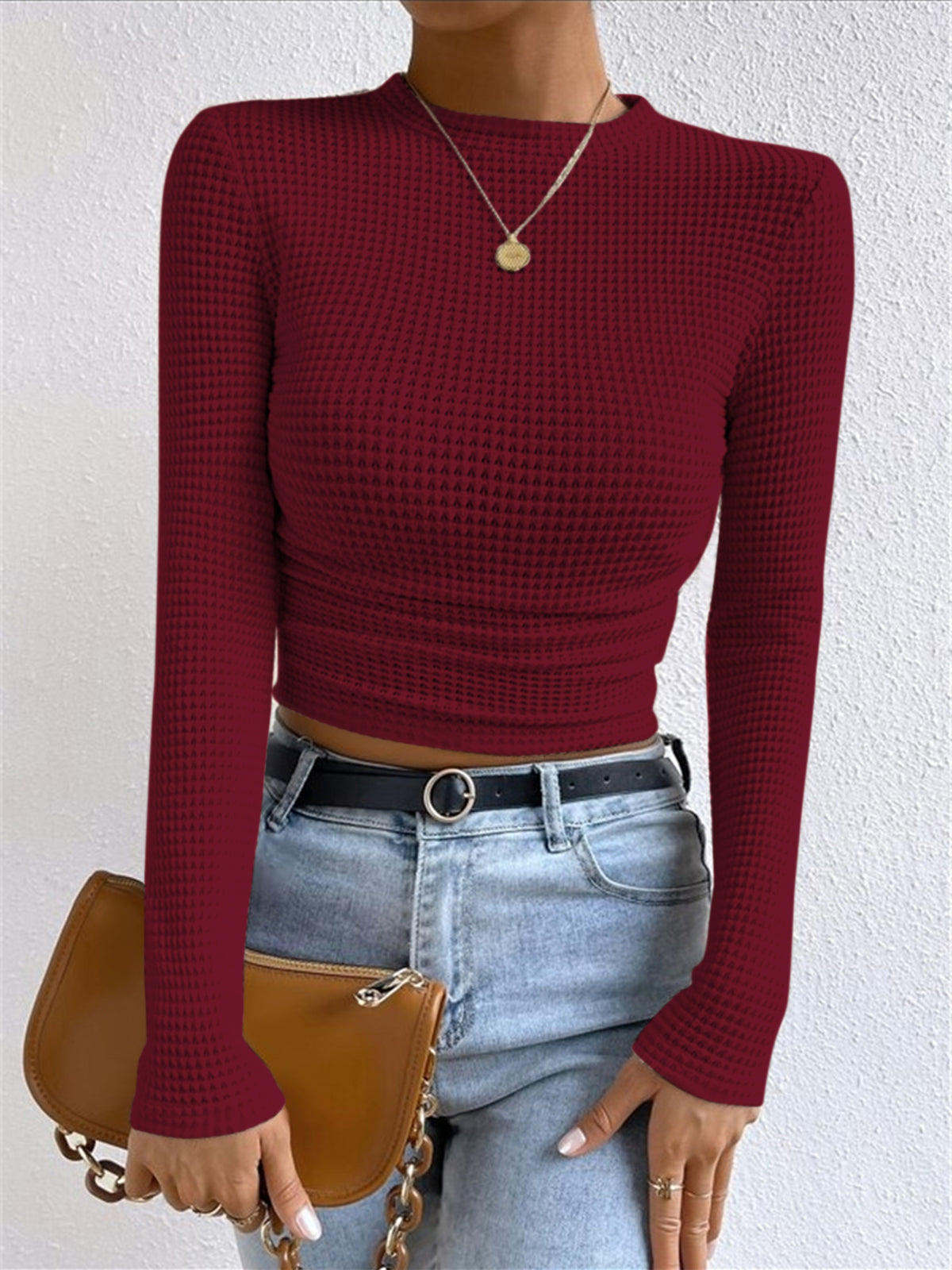 Women's Slim Fit Waffle Sweater
