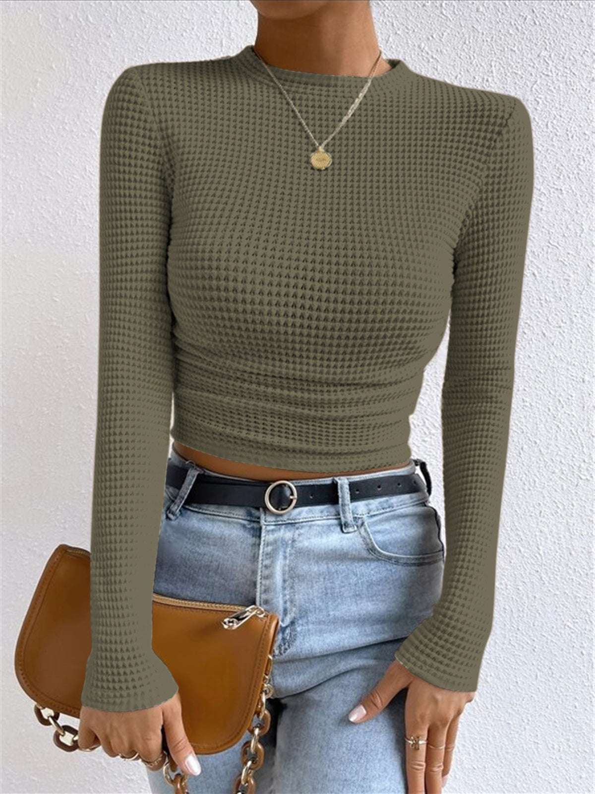Women's Slim Fit Waffle Sweater
