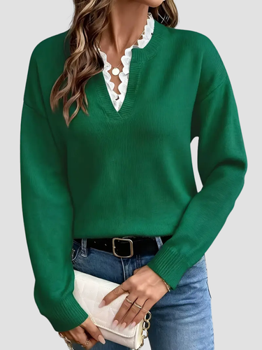 Women's sweater with scalloped neckline