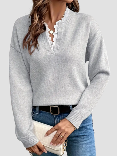 Women's sweater with scalloped neckline