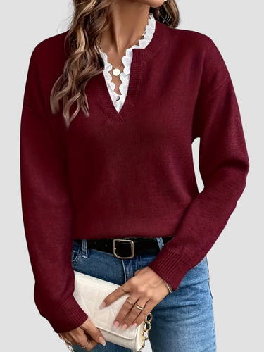 Women's sweater with scalloped neckline