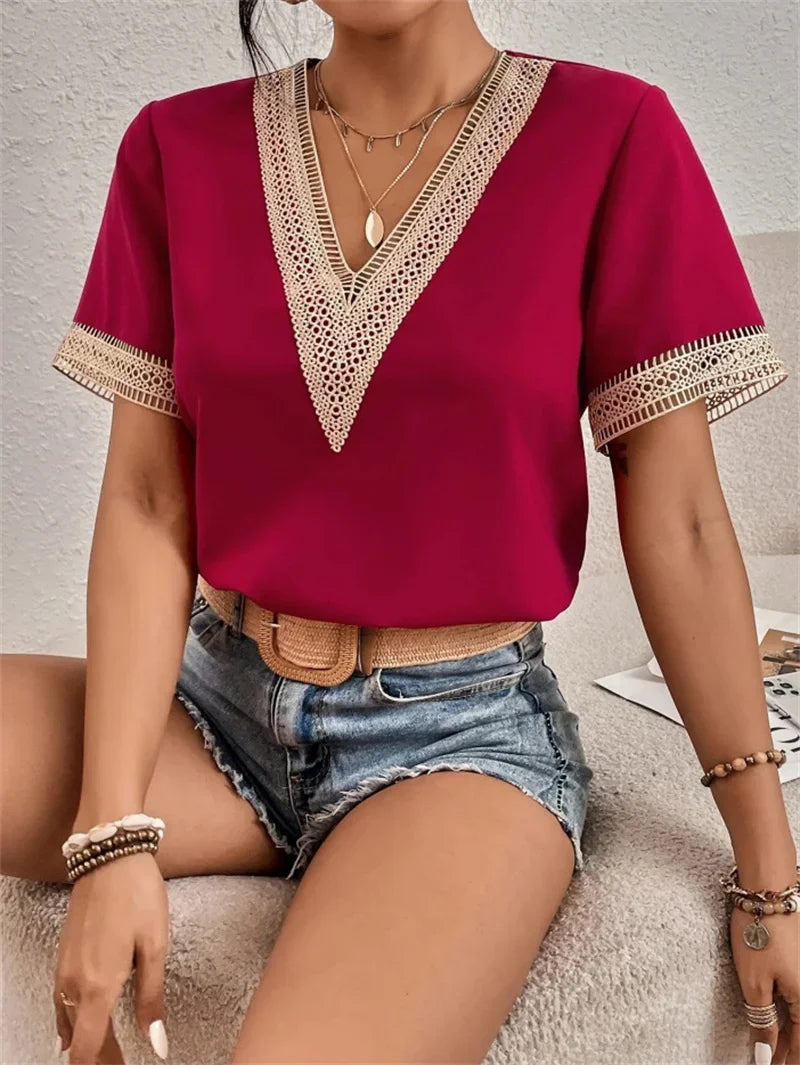 Marlowe Women V Neck Top For Summer Flattering Neckline And Soft Lightweight Comfort For All Day