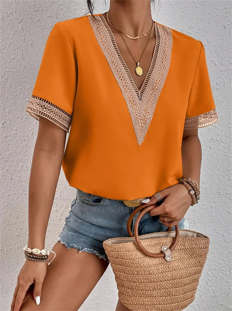 Marlowe Women V Neck Top For Summer Flattering Neckline And Soft Lightweight Comfort For All Day