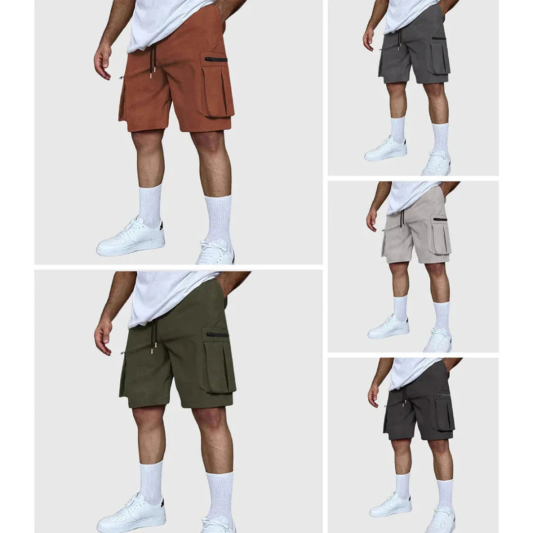 Dan Multi-Pocket Utility Cargo Shorts For Men Poly-Blend Field Shorts With Zip Cargo Pockets Rugged Outdoor Comfort
