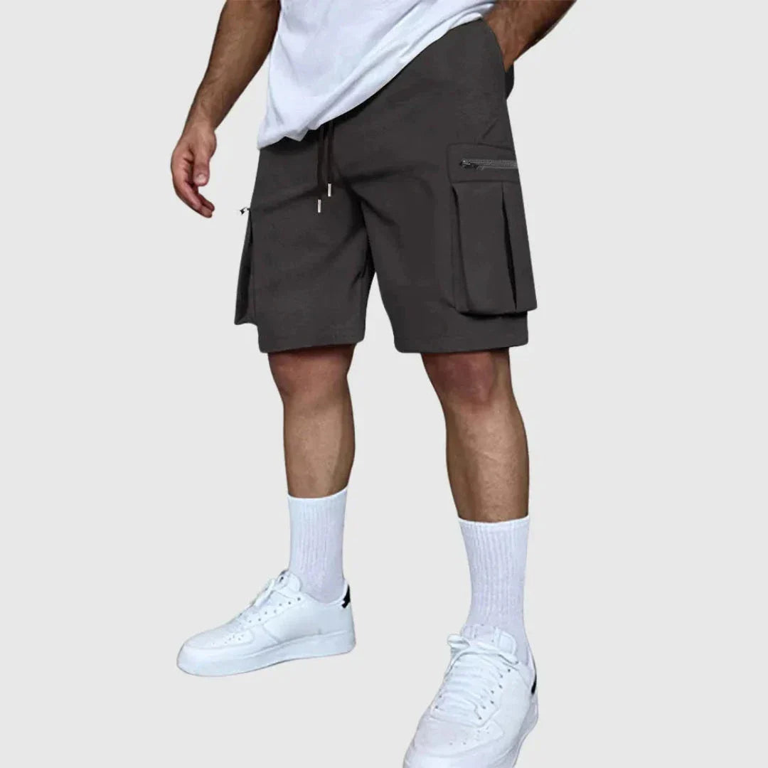 Dan Multi-Pocket Utility Cargo Shorts For Men Poly-Blend Field Shorts With Zip Cargo Pockets Rugged Outdoor Comfort