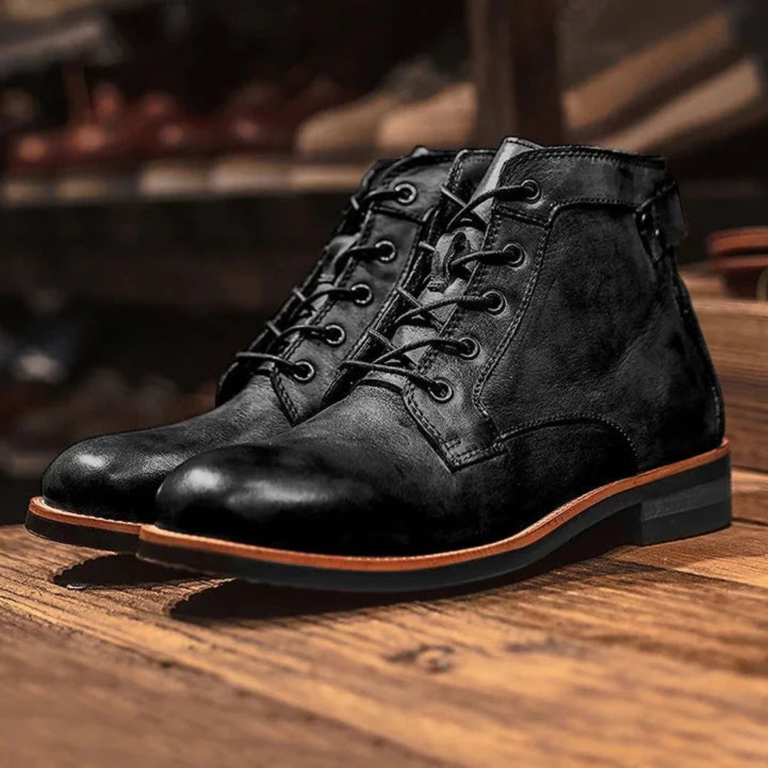 Waylynn Dario Explorer Leather Boots Handcrafted Leather Upper Cushioned Insole Heavy Duty Rubber Outsole