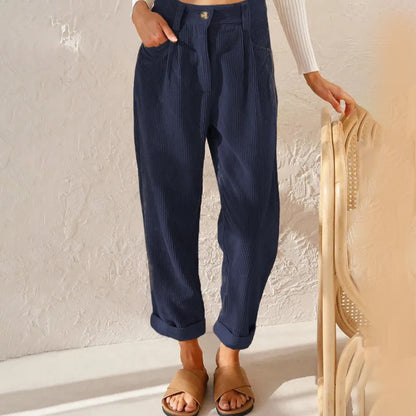 Women’s High-Waisted Corduroy Trousers | Winter Ready
