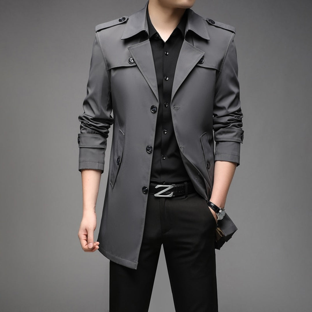 Richard Men's Single Breasted Lightweight Trench Coat Versatile Transitional Weather Outerwear by TrendAura