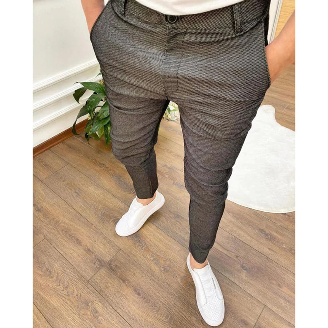 Roman Slim Fit Trousers For Men Cropped Ankle Modern Tapered Leg Smart Casual All Season