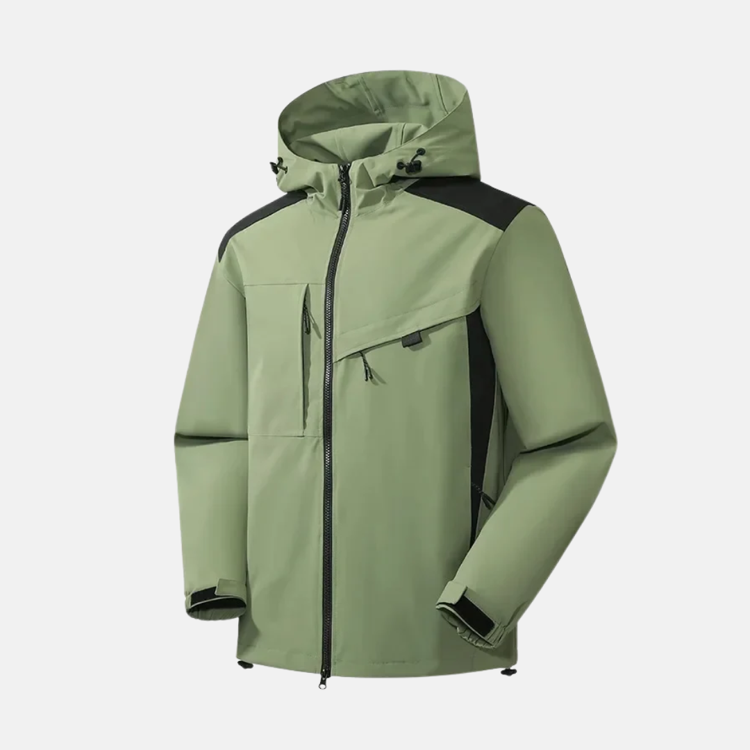 TrendAura Men’s Weather Resistant Hooded Jacket With Relaxed Fit Zip Pockets And Adjustable Hem