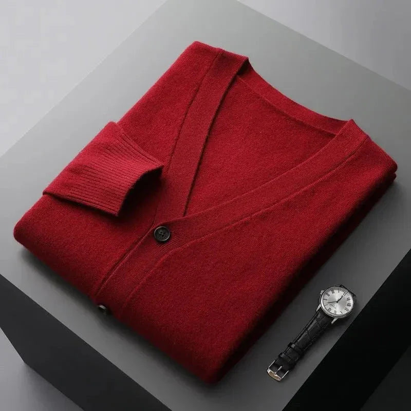 David Classic V-Neck Wool Cardigan