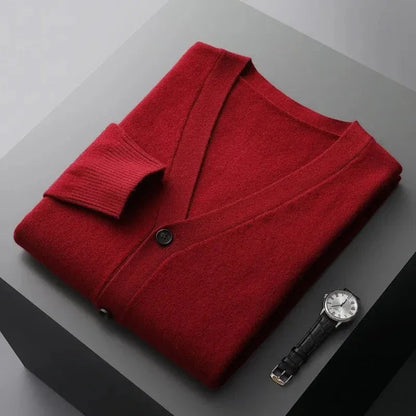 David Classic V-Neck Wool Cardigan