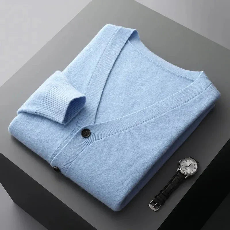 David Classic V-Neck Wool Cardigan