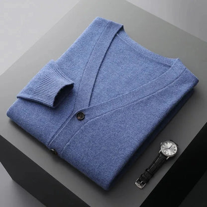 David Classic V-Neck Wool Cardigan