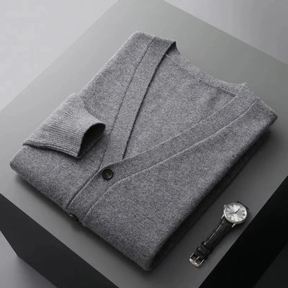 David Classic V-Neck Wool Cardigan