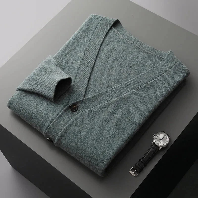 David Classic V-Neck Wool Cardigan