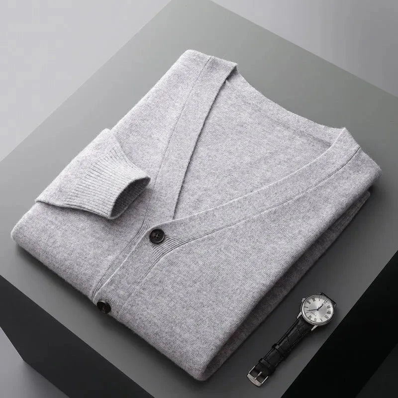 David Classic V-Neck Wool Cardigan