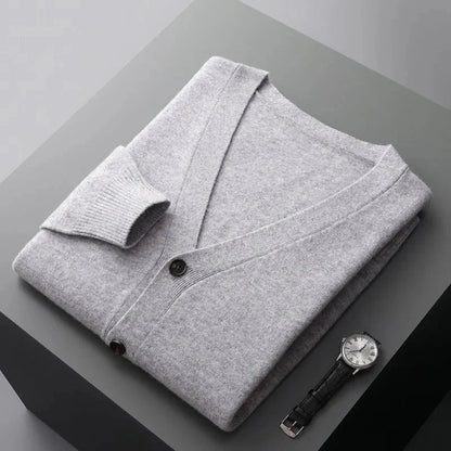 David Classic V-Neck Wool Cardigan