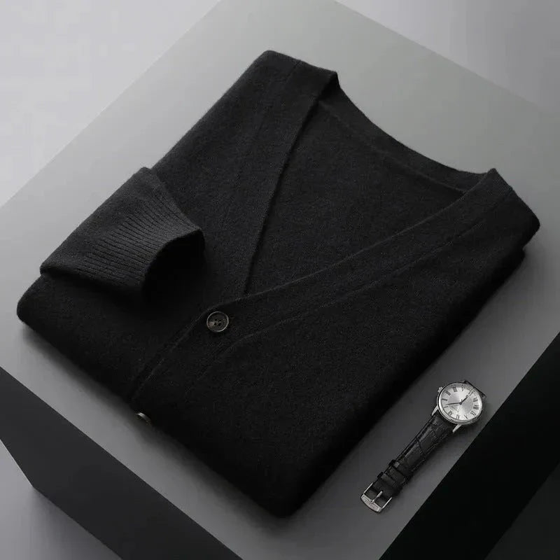 David Classic V-Neck Wool Cardigan