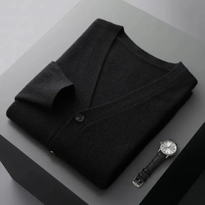 David Classic V-Neck Wool Cardigan