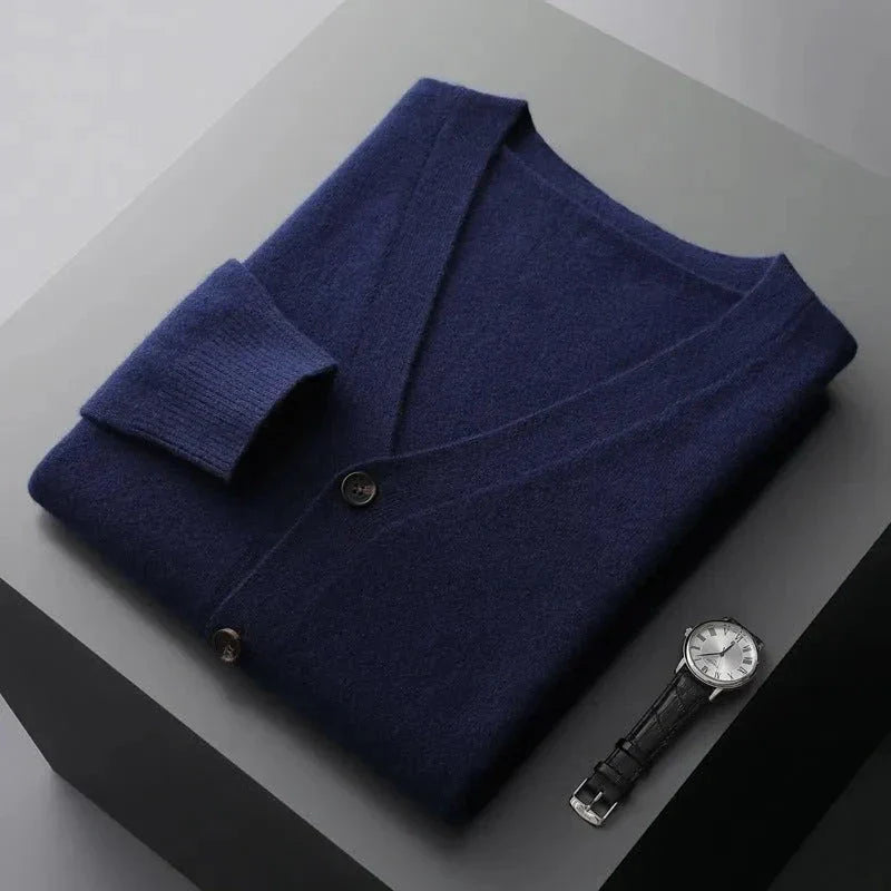 David Classic V-Neck Wool Cardigan