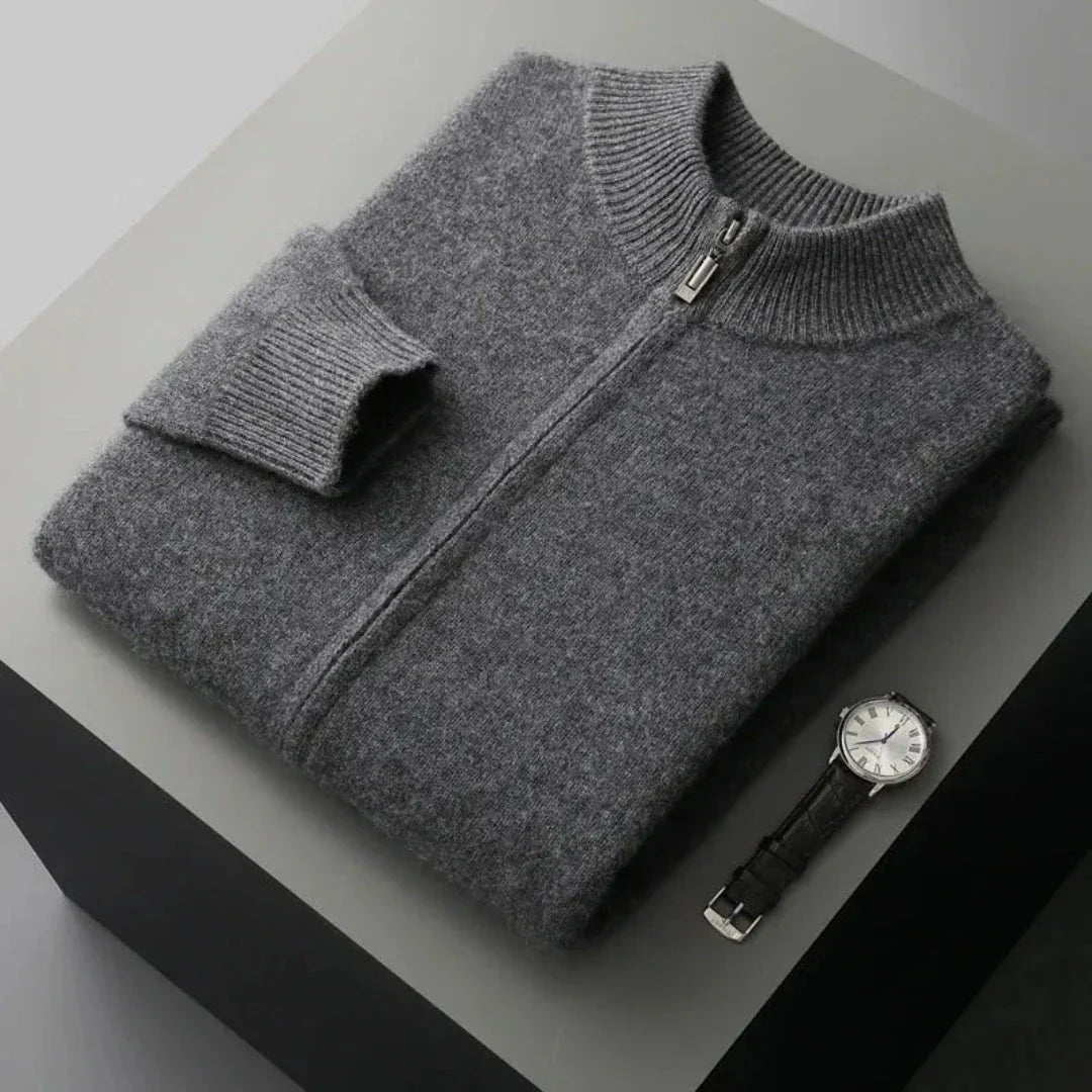 David Wool Zip Cardigan