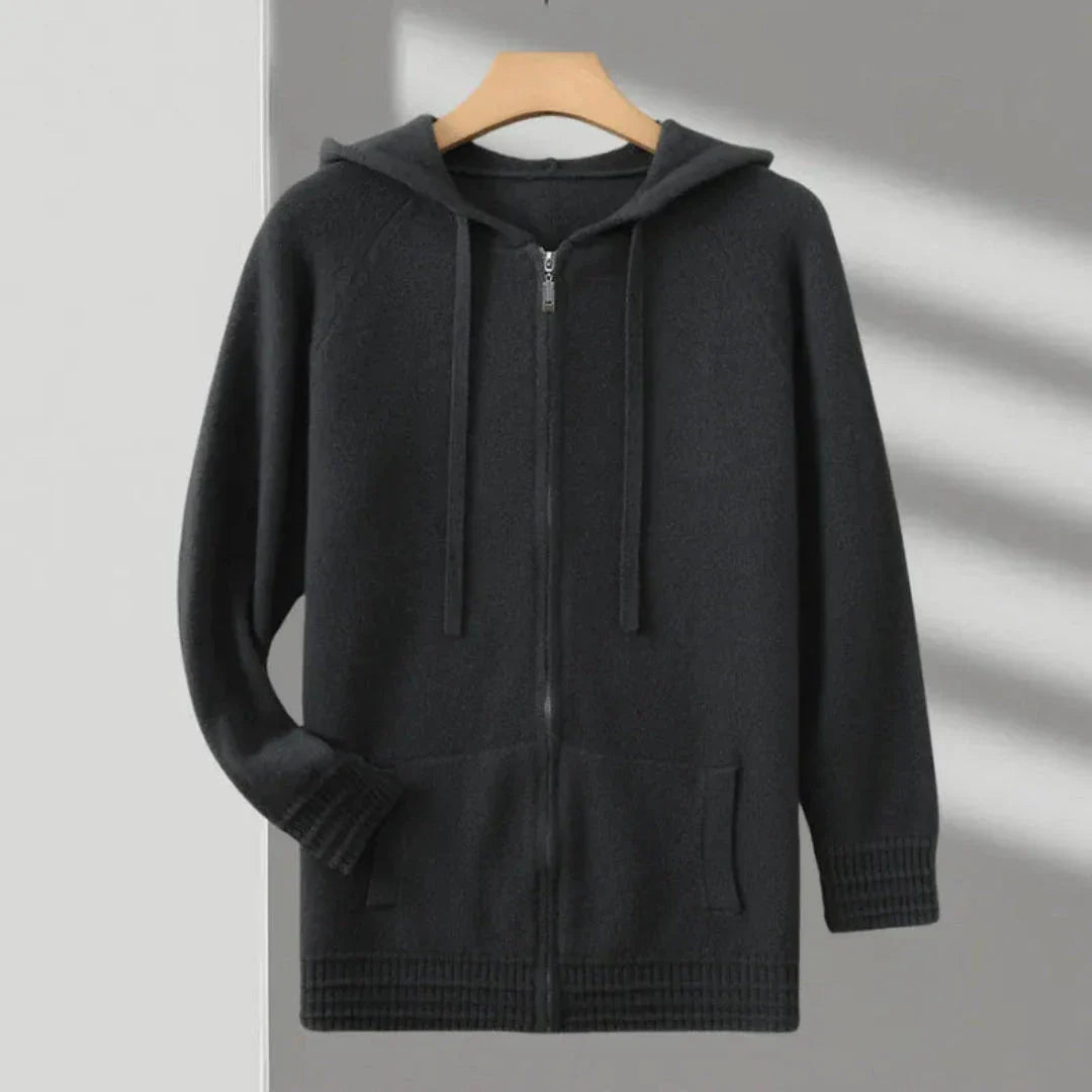 Declan Hooded Zipper Cashmere Hoodie