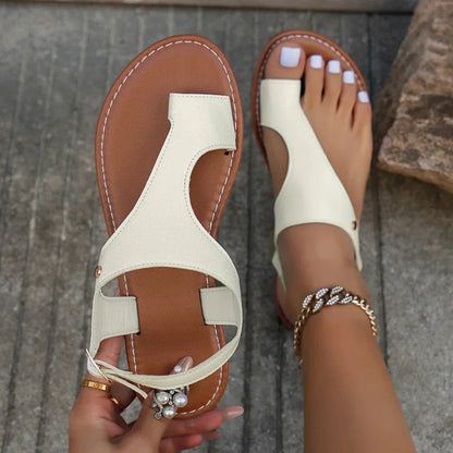 Delilah Open-Toe Faux Leather Flats