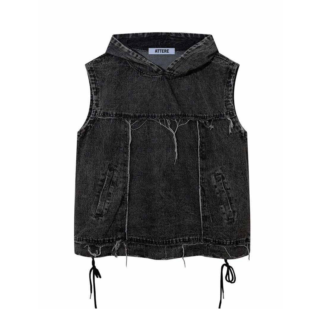 Denim Hooded Vest