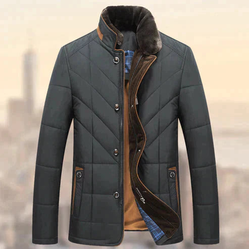 TrendAura Ezra Padded Winter Jacket For Men With Quilted Insulation And Stand Collar