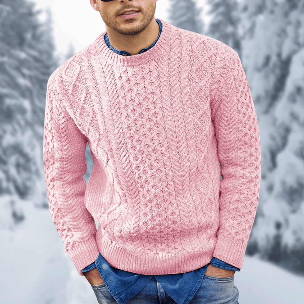 Mens Cable Knit Wool Sweater Warm Cozy Knitwear For Winter Layering And Everyday Comfort