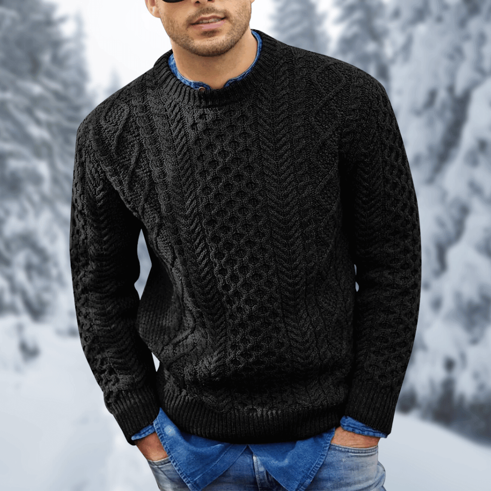 Mens Cable Knit Wool Sweater Warm Cozy Knitwear For Winter Layering And Everyday Comfort