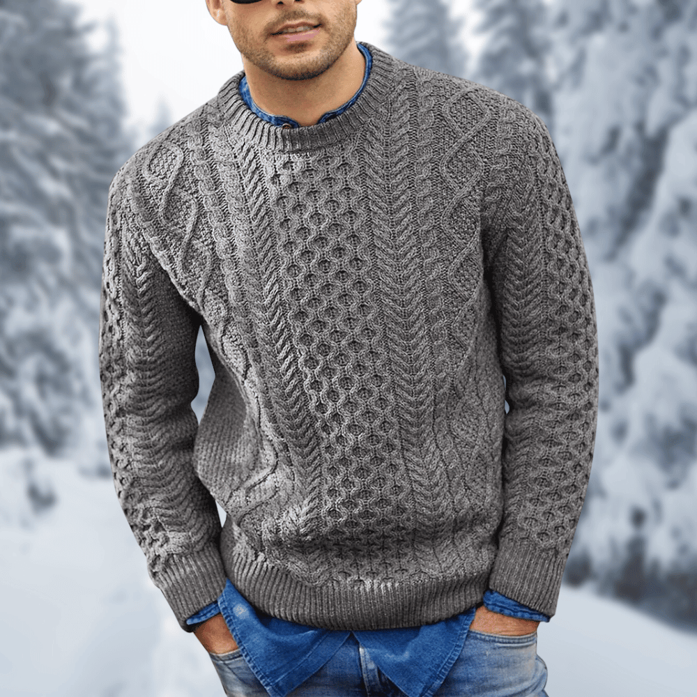 Mens Cable Knit Wool Sweater Warm Cozy Knitwear For Winter Layering And Everyday Comfort