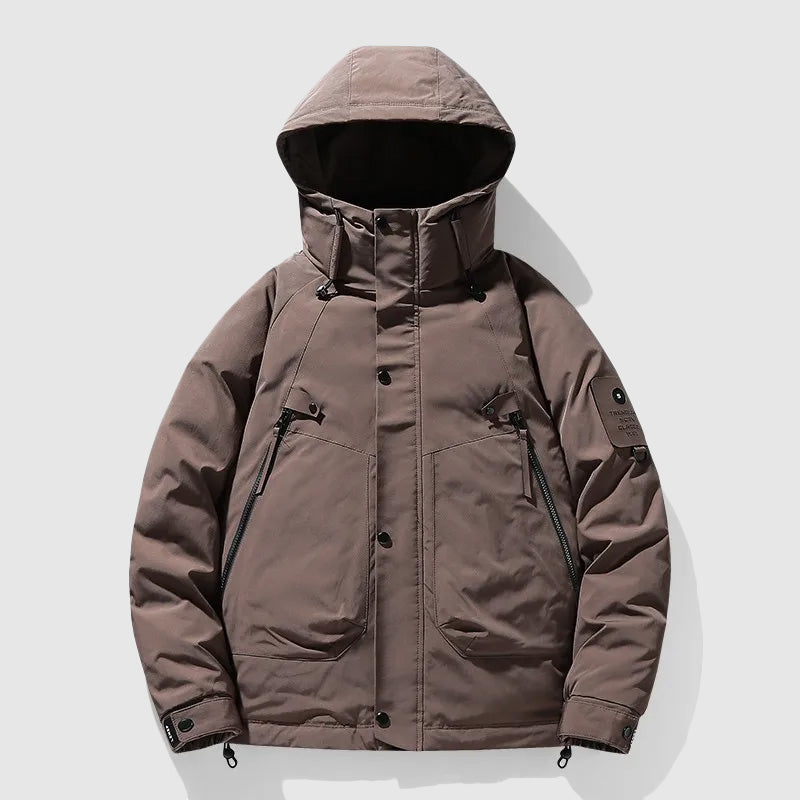 TrendAura Mens Detachable Hood Down Filled Winter Jacket With White Duck Down Insulation