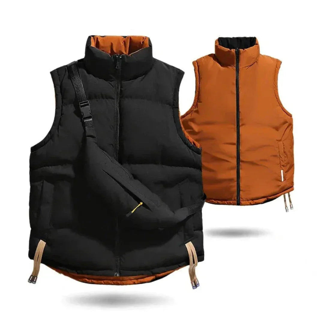 Waylynn Devin Double-Side Reversible Vest - Two-Tone Design With Matching Crossbody Bag