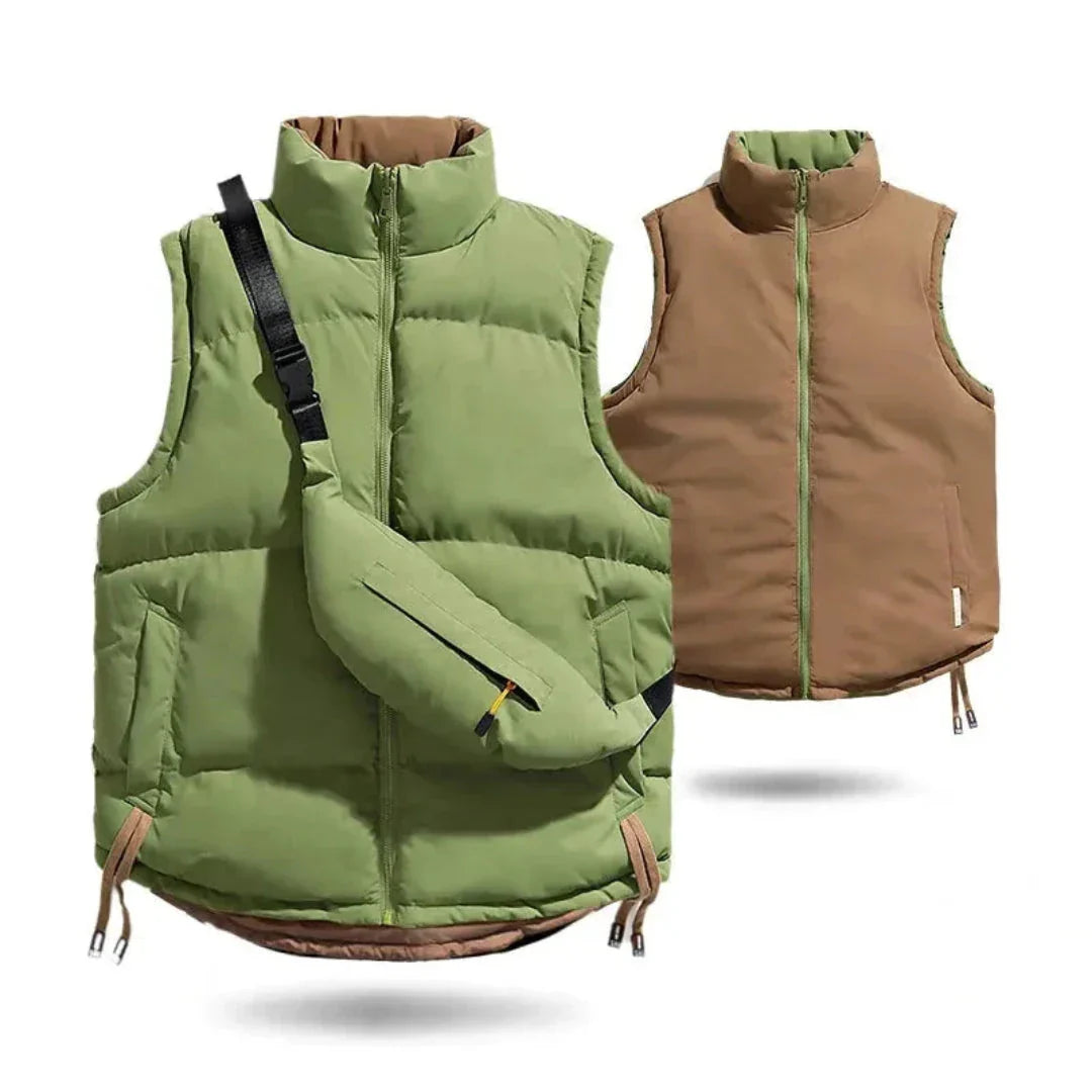 Waylynn Devin Double-Side Reversible Vest - Two-Tone Design With Matching Crossbody Bag