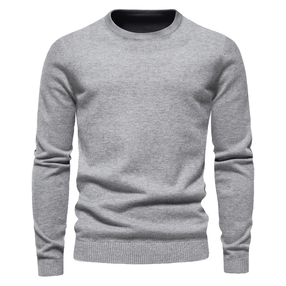 Knitted Crew Neck Sweater For Men Warm Slim Fit With Stretchy Comfort Fabric Premium