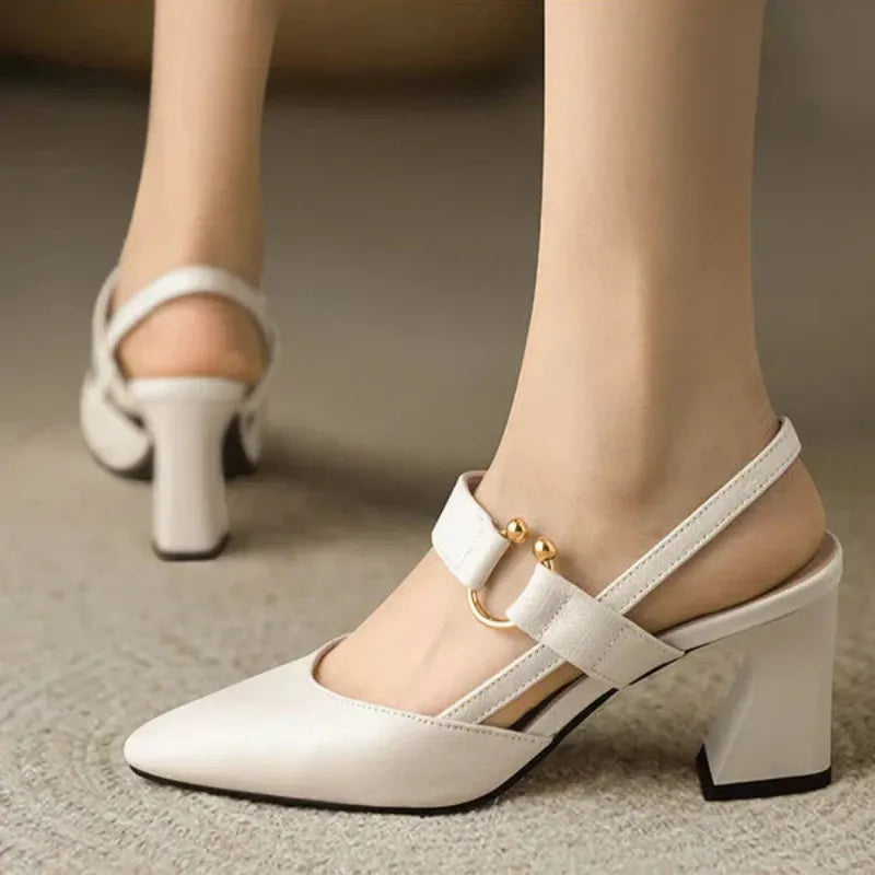 Luna Supportive Heels For Women With Cushioned Sole And Stable Block Heel For All Day Comfort