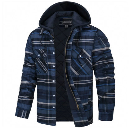 Parker Checked Hooded Jacket With Fleece Lining For Warm All Season Comfort Outdoor Wear