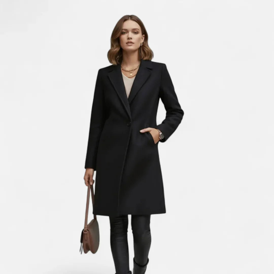 Women’s Long Wool-Blend Lapel Overcoat